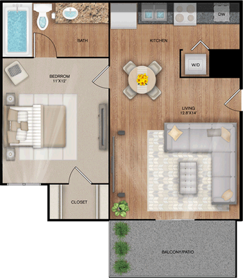 The Landing - One Bedroom / One Bath - 520 Sq. Ft.*